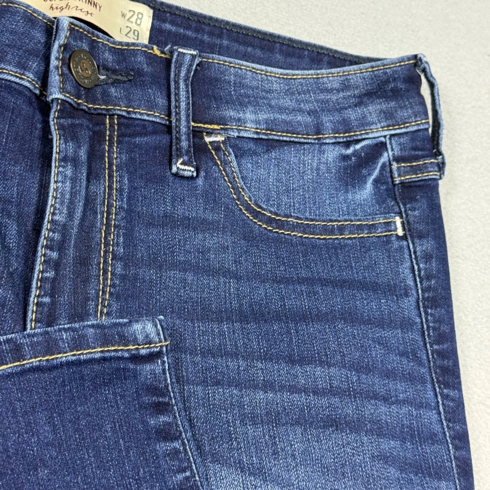 Hollister Super Skinny High Rise Jeans Dark Wash Denim Blue Womens 7S W28 L29